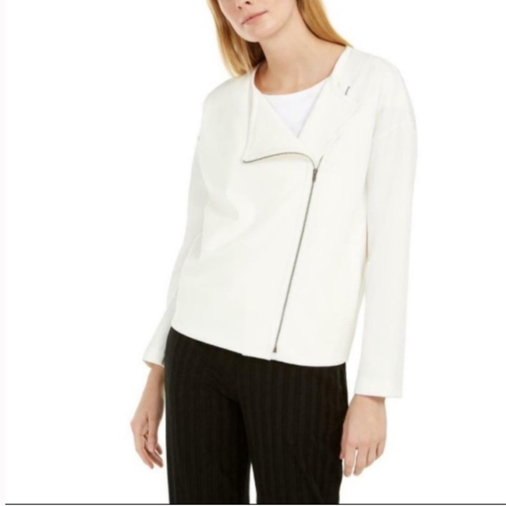 NWT Eileen Fisher Womens XSmall Ivory Flex Tencel Ponte Jacket